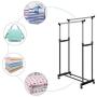 KOUYE Houseware- Garment Drying Rack with Wheels,Portable Adjustable Double Clothes Garment Drying Hanging Racks Hangers with Castors and Shoe Rack, Height 92 to 156cm