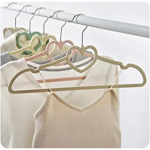 10pcs Random Color Non-Slip Ultra-Thin 360 Degree Swivel Flocked Adult Clothes Hangers with Heart Tie Bar Notched Shoulders for Garment 10pcs Random Color Non-Slip Ultra-Thin 360 Degree Swivel Flocked Adult Clothes Hangers with Heart Tie Bar Notched Shoulders for Garment