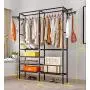 XIAOLONG Iron Simple Coat Rack Floor Black Hanger Modern Simple Clothes Rack Bedroom Living Room Mobile Floor Hanger