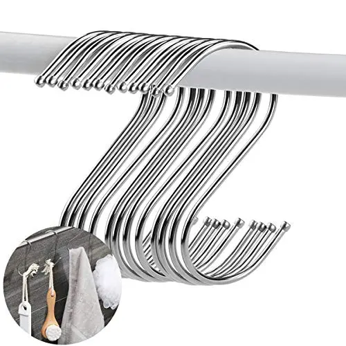 20PCS Stainless Steel S Shaped Hooks Hanging Hooks Hangers for Bathroom Bedroom Office Kitchen Garden Size Medium 20PCS Stainless Steel S Shaped Hooks Hanging Hooks Hangers for Bathroom Bedroom Office Kitchen Garden Size Medium