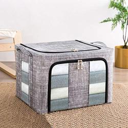 Aimbinet Clothes Storage Bag Large Storage Cubes 66L with Metal Support Organizer Foldable Stackable Container Organizer Basket for Home, Office, Closet, Bedroom, Living Room (Gray)