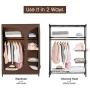 LANGRIA Heavy Duty Wire Shelving Garment Rack Clothes Rack, Portable Clothes Closet Wardrobe,Compact Zip Closet, Extra Large Wardrobe Storage Rack/Organizer, Hanging Rod,Capacity 420 lbs, Dark Brown