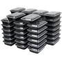 50-Pack Meal prep plastic microwavable food containers for meal prepping With Lids 28 oz. 1 Compartment Black Rectangular Reusable Storage Lunch Boxes -BPA-Free Food Grade -Freezer & Dishwasher Safe