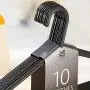 LFSHYP Clothes Hangers 10PCS Wet Or Dry Adult Black Multifunctional Plastic Clothes Hangers for Ladies Clothes Dress