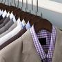 TRIXES 5PC Wooden Hangers ?Clothes Suits Coat Hangers ? Stylish Dark Oak ? Non-Slip ? with Trouser Bar ? Wide Shoulder ? Swivel Hook - Color Brown -45cm