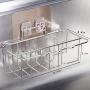 3 in 1 Sponge Holder+Rag Holder+Dish Brush Holder for Kitchen Sink with Adhesive, 304 Stainless Steel Kitchen Sink Sponge holder Organization Basket, Kitchen Sink Caddy holder-Easy to Use