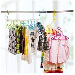 HOMEGIFT Foldable Clothes Hanger 10 in 1 (Children and Adult) (Pink+Yellow, Children)