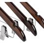 Emango Wooden Pant Hanger, 10-Pack Natural Finish Wooden Suit Hangers with Steel 2-Adjustable Clips and Anti-rust Hooks, Skirt Hangers, Standard Clothes Hangers