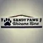Sandy Paws Welcome Here Wood Sign - Rustic Wall Decor With Rope Hanger - Dog Decor for Home Sandy Paws Welcome Here Wood Sign - Rustic Wall Decor With Rope Hanger - Dog Decor for Home