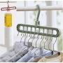 10pcs Random Color Multi-Function Folding Magic Hanger Nine-Hole Rotating Magic Clothes Hanger Wardrobe Drying Clothes Home Bedroom Storage Holder