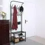 SONGMICS Entryway Coat Rack with Storage Shoe Rack Hallway Organizer 18 Hooks and 3-Tier Shelves Metal Black