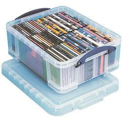 Really Useful Boxes Plastic Storage Box, 17 Liters, 18 7/8" x 15 3/8" x 8", Clear