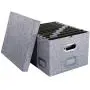 Decorative Fabric Hanging File Folder Boxes - Storage Organizer with Intelligent Rail System Fits Legal & Letter (Grey Linen, 1 Pack) Decorative Fabric Hanging File Folder Boxes - Storage Organizer with Intelligent Rail System Fits Legal & Letter (Grey Linen, 1 Pack)