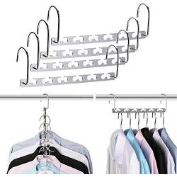 SUNTRADE 12 Slots Space Saving Hangers Stainless Steel Magic Cascading Clothes Hangers,Set of 4