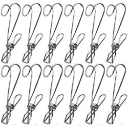 No/Brand 12 Pcs Hooks clamp with Hooks Clothes Pins Hanging Universal Clips for Kitchen Bathroom Office