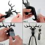 NUOBESTY Antler Iron Wall Hook 3Pcs, 3D Metal Clothes Hanger Christmas Room Decor Stereoscopic Deer Head Door Coat Rack Hat Cap Holder Organizer for Home Bathroom - White