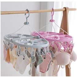 2pcs Random Color Foldable Round Clothes Hanger Rack Socks Clips Suitable for Travel and Home use. Home Travel, Home, etc Laundry