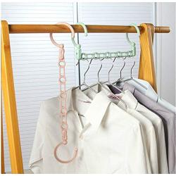 10pcs Random Color 5 Holes Space Saving Plastic Clothes Hanger Hanging Organizer Windproof Multi-Port Hook Folding Rotating