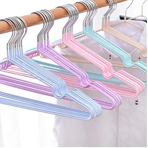 10pcs Stainless Steel Clothes Hanger Non-Slip Space Saving Clothes Hangers with Hook Closet Organizer Drying Racks Random Color 10pcs Stainless Steel Clothes Hanger Non-Slip Space Saving Clothes Hangers with Hook Closet Organizer Drying Racks Random Color