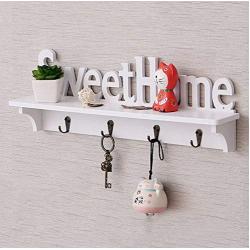 Sweet Home Key Hook Home Decoration Hanger Plastic Wood Wall Mounted Hanger Shelf/Coat Hat Clothes Rack 3pcs