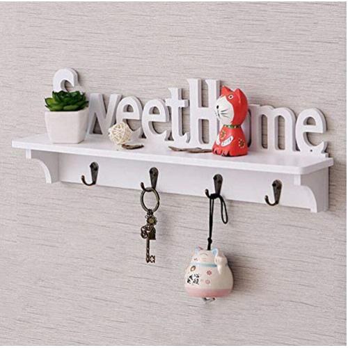 Sweet Home Key Hook Home Decoration Hanger Plastic Wood Wall Mounted Hanger Shelf/Coat Hat Clothes Rack 3pcs