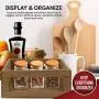 Set of 2 Nesting Countertop Baskets - Wooden Organizer Crates for Kitchen, Bathroom, Pantry | For Fruit, Vegetables, Produce, Bread and General Storage Space | Decorative Rustic Wood and Metal Wire Set of 2 Nesting Countertop Baskets - Wooden Organizer Crates for Kitchen, Bathroom, Pantry | For Fruit, Vegetables, Produce, Bread and General Storage Space | Decorative Rustic Wood and Metal Wire