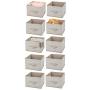 mDesign Soft Fabric Closet Storage Organizer Holder Cube Bin Box, Open Top, Front Handle for Closet, Bedroom, Bathroom, Entryway, Office - Chevron Print, 10 Pack - Taupe/Natural
