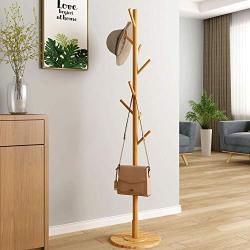 Jeterndy Coat Rack Solid Wood Coat Rack Stand Entryway Hall Tree Coat Tree for Hat Clothes Purse Handbags Rod Hanger (Color : Natural, Size : 35×35×165cm)