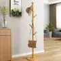 Jeterndy Coat Rack Solid Wood Coat Rack Stand Entryway Hall Tree Coat Tree for Hat Clothes Purse Handbags Rod Hanger (Color : Natural, Size : 35×35×165cm)