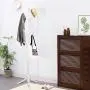 Clewiltess Wooden Tree Coat Rack Stand, 8 Hooks Super Easy Assembly, Hallway/Entryway Coat Hanger Stand for Clothes, Suits, Accessories (White)