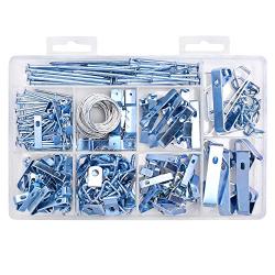 HangDone Picture Hangers Assortment 250-Pieces Assorted Sizes, Zinc Plated