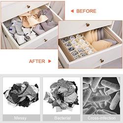 LEEFE Drawer Organizer with Lids, 2 Pack Foldable Divider Organizers Closet Underwear Storage Boxes for Sortin Socks, Bra, Scarves and Lingerie in Wardrobe or Under Bed, Breathable Washable Linen Fabric