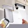 Accreate Practical Kitchen Towel Rack, Single Rod Nail-Free Sticky Commodity Shelf Duster Cloth Hanger (Black)