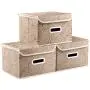 Prandom Collapsible Storage Boxes with Lids Fabric Decorative Storage Bins Cubes Organizer Containers Baskets with Cover Handles Divider for Bedroom Closet Living Room 9.8x7.9x6.7 Inch 3 Pack