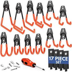 NEAT SPACE Garage Hooks Heavy Duty [ 17 Piece Set ] - Our Garage Hooks Wall Mount to Any Surface; Garage Organization and Storage; Garage Storage Hooks; Garage Hangers; Garage Wall Hooks Heavy Duty