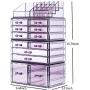 Readaeer Makeup Cosmetics Organizer Storage Display Boxes with 12 Drawers (Purple)