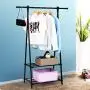 Teeker 2-Tier Freestanding Garment Rack,Metal Clothing Rack Coat Organizer,Laundry Closet Storage Entrway Shelving Unit with Hanger Durable Shelf for Shoes Clothes Storage in Black