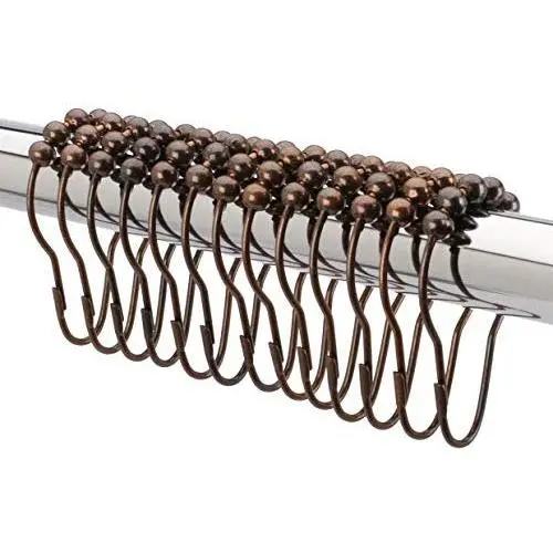Bcurb Bathroom Shower Curtain Liner Hook Ring Hangers Heavy Duty Steel Rustproof Anti-Rust Coating Polished Decorative Hooks Rings for Bath Bathtrub Rod. (Brass - 12 Rings (1 Set)) Bcurb Bathroom Shower Curtain Liner Hook Ring Hangers Heavy Duty Steel Rustproof Anti-Rust Coating Polished Decorative Hooks Rings for Bath Bathtrub Rod. (Brass - 12 Rings (1 Set))