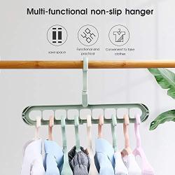 Magic Clothes Hanger,GTWCK 360 Degrees Rotating Multi-Function Nine Hole Hanger Plastic Non Slip Drying Rack for Home Bedroom (Nordic Green)
