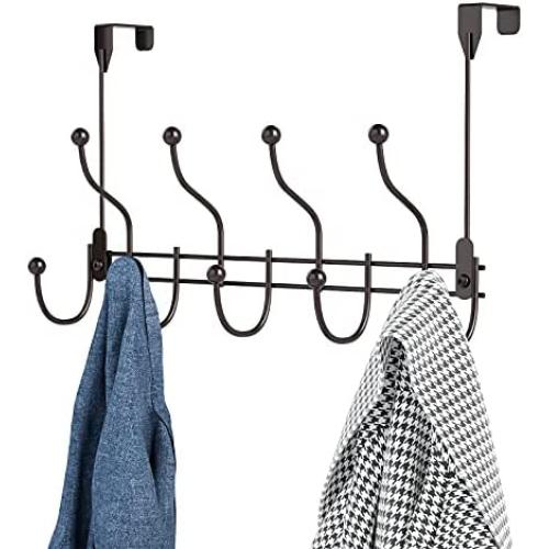 HapiRm Over The Door Hooks, Door Hanger Over The Door Towel Rack with 9 Organizer Hooks for Coat,Bag,Robe,Towel.(Brown)