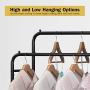 Rackaphile Clothes Rack, Clothes Organizer, Adjustable Double Rails Heavy Duty Garment Rack for Balcony and Bedroom (Black)