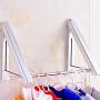 Lishiny Folding Clothes Hanger Foldable Multifunction Wall Mounted Clothes Rail Drying Rack (Silver,1Pair with 40Cm Pole)