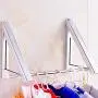 Lishiny Folding Clothes Hanger Foldable Multifunction Wall Mounted Clothes Rail Drying Rack (Silver,1Pair with 40Cm Pole)