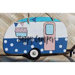 Happy Camper Wooden Camper Shape Door Hanger