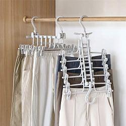 HJYPYJ 6 in 1 Foldable PP Magic Clothes Hanger??with Hooks Rotating Cascading Multi Magic Hanger?? Space Saving Non Slip Hangers?? / Gray / 5 Pcs