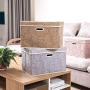 Prandom Large Stackable Storage Bins with Lids Fabric Decorative Storage Boxes Cubes Organizer Containers Baskets with Cover Handles Divider for Bedroom Closet Living Room 17.7x11.8x11.8 Inch 3 Pack
