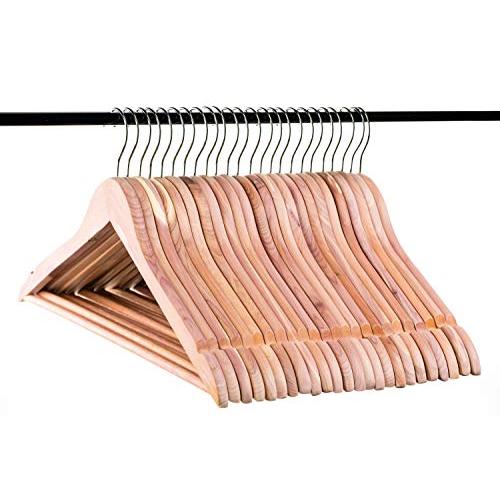 Neaties American Cedar Wood Hangers with Notches and Bar for Fresh Closet, 24pk