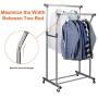 Rukerway Heavy Duty Garment Rack Double Rail Adjustable Clothing Rack Supreme Rolling Rack Laundry Drying Rack, Chrome Finish (Double Rail)