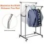 Rukerway Heavy Duty Garment Rack Double Rail Adjustable Clothing Rack Supreme Rolling Rack Laundry Drying Rack, Chrome Finish (Double Rail)
