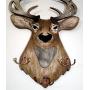 Deer Head Coat Rack, Hat Rack, Decorative Home Storage, Handmade on Engraved Rustic Wood, Key Hanger, Dog Leash Holder, Entryway Foyer Hallway Office Bedroom Man Cave Hunter Decor, Wall Mount